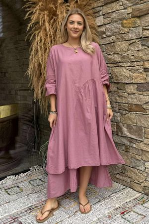 Made in Italy Purdy Pure Cotton Smock Dress Indian Pink